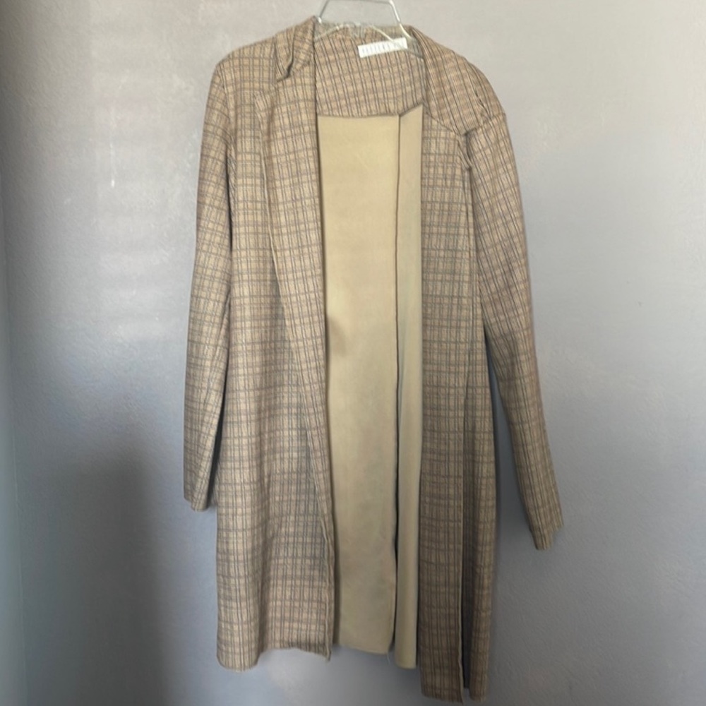 Purple and tan long jacket